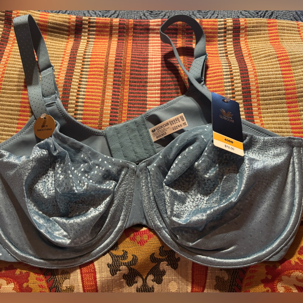 Wacoal Dusty Blue Underwire Full Coverage Bra Subtle Shine NWT 40DD UNDERWIRE